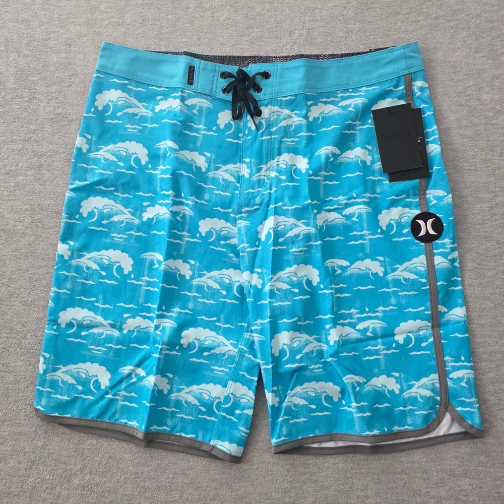 Hurley Men's Phantom Oak Street 20" Boardshorts Light Blue Fury 31 BQ1952 433